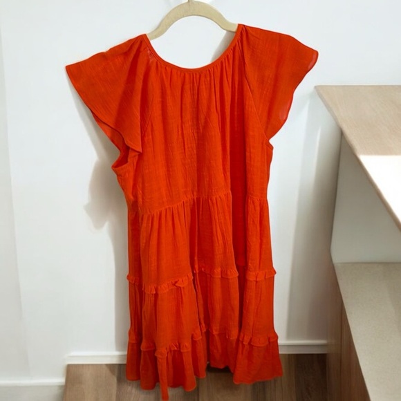 NWT Bila77 orange Darla Knee-Length Sundress with Flutter Sleeves sz S - Picture 3 of 9